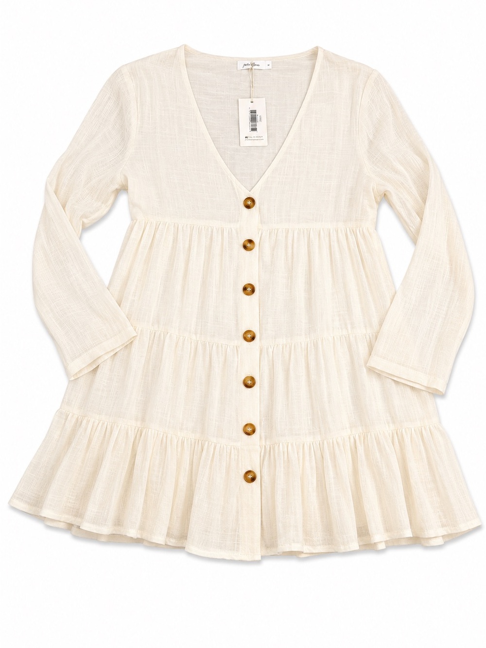 Girl and the Sun NWT Cream Tiered Mini Dress XL Lined Cottagecore